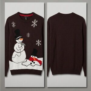 21men Dark Brown Snowman Crewneck Sweater